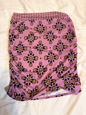 Free People Floral Ruched Mini Skirt